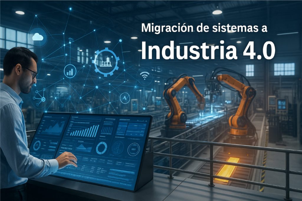 Migración de sistemas industriales a Industria 4.0 con automatización, robótica e integración digital